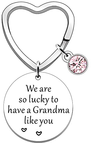 JETTOP Grandma Gifts from Grandchildren Grandma Schlüsselanhänger Geschenke für Oma Geburtstag Weihnachten We are So Lucky To Have A Grandma Like You Present