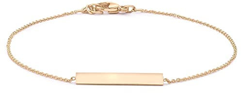 14k Solid Gold Name Bar Bracelet Personalized Bracelet Gold or Silver Custom Engraved with Any Name Best Friend Bridesmaid Wedding Graduation Christmas Gift