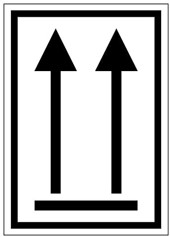 MBS-SIGNS Aufkleber Verpackung Kennzeichnung Pfeil oben Gefahrgut Schild Folie | Schwarz, Kunststoff, Praktisch, Sticker, Größe: 52x74 mm