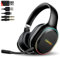 SLuB Cuffie da Gioco Cuffie da Gioco Wireless Connessione Cablata/Wireless da 3,5 mm Effetto Vibrazione di Gioco Microfono Staccabile HD Luci Ambientali a Colori per PC, PS4, PS5 （Nero）