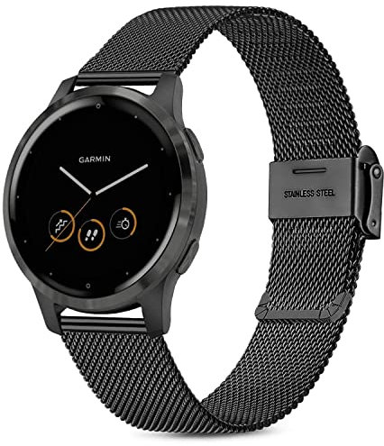 Issinlky Armband für Garmin Vivoactive 4S/Venu 2S/Venu 3S/Vivomove 3S, 18 mm Armband Edelstahl Metall für Fossil Damen Gen 6/Fossil Damen Gen 5E/Fossil Damen Q Venture HR Gen 4/Gen 3