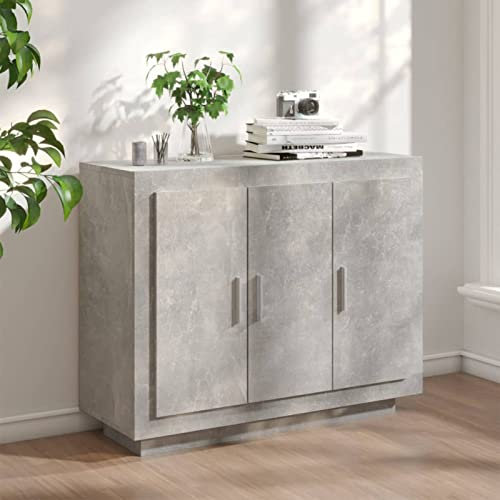 Mogou Sideboard, Kommode Schlafzimmer, Komodenschrank, Möbel Schlafzimmer, Sidebordmöbel, Betongrau 92x35x75 cm Holzwerkstoff