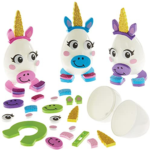 Baker Ross FX525 Einhorn-Ei-Bausätze - 8er-Pack, Eier-Bastelsets für Kinder