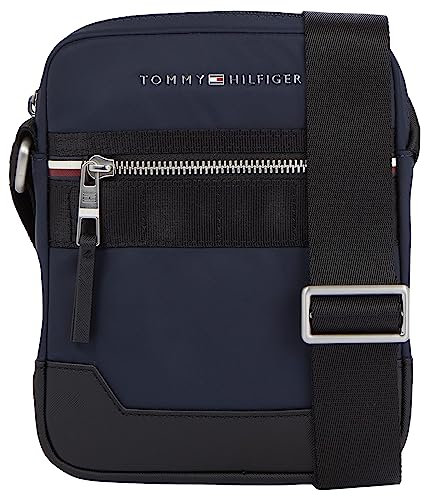 Tommy Hilfiger Homme Sac à Bandoulière Elevated Nylon Reporter avec Fermeture Éclair, Multicolore (Space Blue), Taille Unique