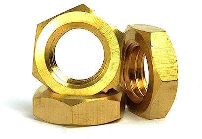 (8mm) M8 Hexagon Thin Nuts Half Nuts Locking Nuts Brass - DIN 439 - (Pack of 10pcs)
