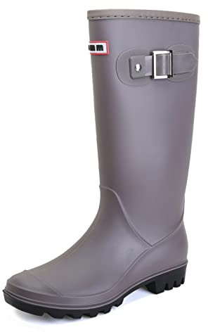 Rumkok Stivali Pioggia Donna, Leggere Comode Giardinaggio Scarpe, Antiscivolo Da Pioggia Stivaletti, Grigio, 38 EU