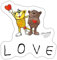 Spreadshirt Janosch Tiger und Bär Love Liebe Sticker, max. 10 x 10 cm, 10 x 10 cm, Mattweiß