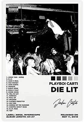 SORECI American Rapper Jordan Terrell Carter Playboi Carti Die Lit Album Cover Leinwand Poster Wandkunst Dekor Druck Bild Gemälde für Wohnzimmer Schlafzimmer Dekoration ungerahmt 30 x 45 cm