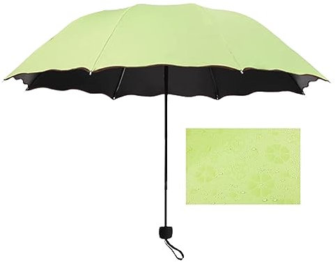 Hearda Ombrello Portatile, Ombrellone da Antivento, Ombrello Pieghevole Compatto, Apertura/Chiusura Manualeombrello Pioggia Asciugatura Rapida Ombrello da Viaggio (Verde,Diametro 96 cm)