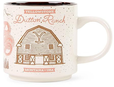Silver Buffalo Yellowstone Dutton Ranch Keramiktasse | Kaffeetasse für Espresso, Tee, Kakao | 370 ml Fassungsvermögen
