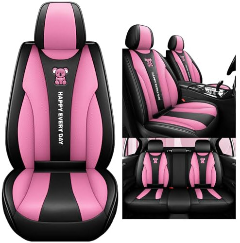 Congxy Set Coprisedili Auto Universale per Anteriori e Posteriori | Compatibile con Airbag Laterale, Standard Rosa