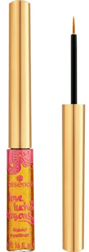 essence love, luck & dragons liquid eyeliner, Nr. 01, Gold, schnelltrocknend, sofortiges Ergebnis, Wischfest, intensiv, schimmernd, vegan, Nanopartikel frei, ohne Parfüm, ölfrei, 3er Pack (3x5ml)