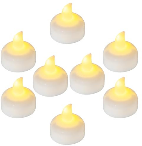 Yakpo Confezione da 12 candele galleggianti a LED senza fiamma, colore bianco caldo, funzionamento a batteria, candele votive impermeabili per esterni, centrotavola per matrimoni, piscina, decorazioni