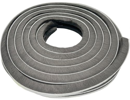 Draft Excluder for Doors, Draught Excluder for Windows, Self-Adhesive Brush Seal Strip Air Stopper for Sliding Doors, Window, 10 Meters(L) x 9 mm(W) x 15mm(T)