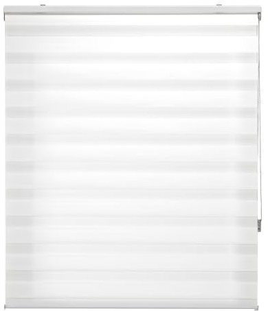 ECOMMERC3 Elegante Doppelrollo Tag und Nacht Größe 150x180 - Doppelrollo Tag und Nacht Stoffgröße 147x175 - Einfach zu installierender Rollo Farbe Weiß