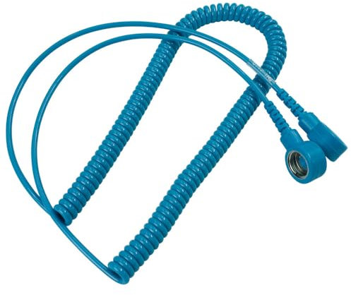 WETEC Spiralkabel mit Druckknopf, ESD, hellblau, 10/10 mm, 3,6 m 2100.752.3.10.3 (Verbindungskabel Erdungsleitung Handgelenk-Spiralkabel Handgelenkband ESD-Kabel Erdungskabel Erdungslitze)