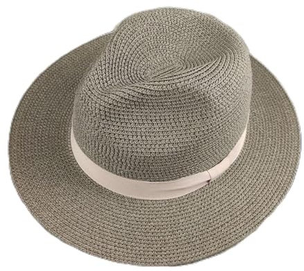 Strohhut mit faltbarem Strohhut und gewebtem Strohhut für Herren, Jazz-Zylinder, Sonnenschutz, Sonnenschutz, grau, 61-64cm