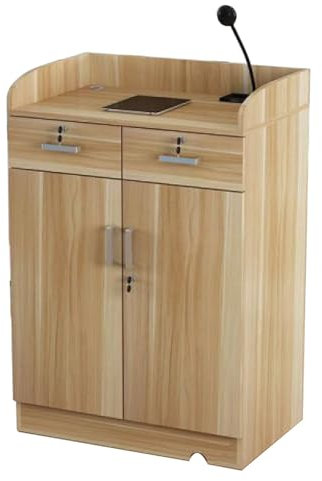 CAFIEDR Rednerpult-Podiumsständer, Pulpits-Rednerpult-Schreibtisch, multifunktionales Home-Office-Podium, Robustes Rednerpult mit Schublade, für Unterrichtskonferenzen, einfach zu montieren (E)