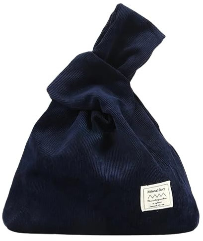 Anopo Kleine Cord Tote Tasche für Damen Mini Handtasche für Handgelenk Knoten Tasche Marine Blau