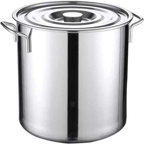 Grande marmite professionnelle en acier inoxydable avec couvercle, casserole à soupe de qualité commerciale, 35 cm x 35 cm (30 L)