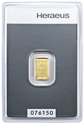 Gold zum Verschenken – Goldbarren 1g Heraeus - Kinebar - inkl. Geschenkverpackung, Grußkarte und Echtheitsgarantie