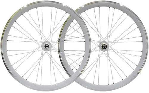 UNFRASLOP Fixie Laufrads 700C 40MM Felge Laufradsatz V Bremse Fixed Gear Singlespeed Fahrrad Laufrad 32/36 Loch Naben 13 Zähne 2560G,Weiß