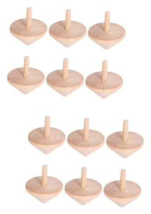Hohopeti 12 STK Kreisel Kinderpartybevorzugung Bausatz sensorisches Spielzeug für Kleinkinder 1-3 Auto Zubehör Spielzeug für Kinder kinderspielzeug Holzpflöcke Spitzenspiel hölzern Khaki