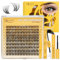 QUEWEL Lash-Extension-Set dünnes Band, 120PCS Wimpern-Extensions natürlicher Look, wiederverwendbare Cluster-Lashes mit Wimpernkleber Pinzette und Entferner einfach zu verwenden (Natürlich-JX 03)