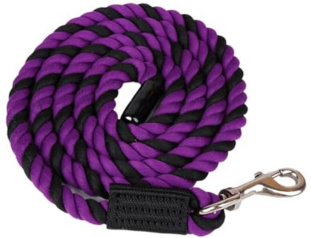 Sharplace Führstrick für Pferde, Führstrick für den Reitsport, Führstrick aus Baumwolle, Zügel, Pferdeleinen mit Karabinerhaken, Trainingsleine für Hunde und, Lila Schwarz