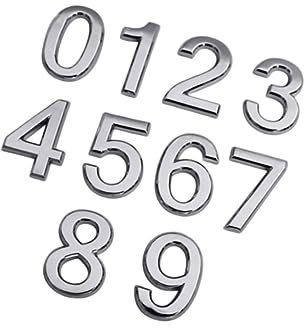IWOWHERO Selbstklebende Zahlenaufkleber Metallfarben Abs-beschichtung Dreidimensionales Design Für Wand Oder Tür Als Hinweisschild Und Markierung Für Hotel Büro Und Zuhause
