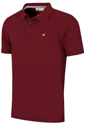 Calvin Klein Mens 2026 Campus 3 Button Ribbed Collar Golf Polo Shirt
