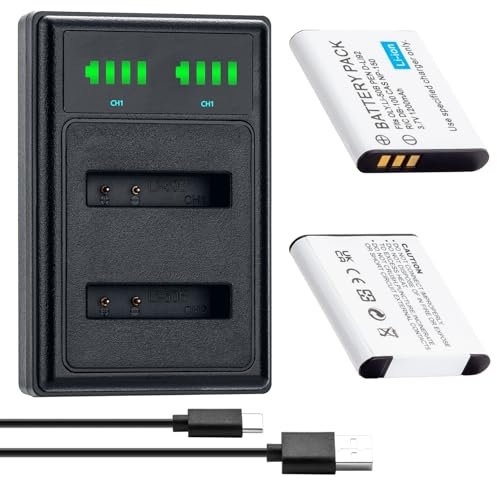 Marveleese Lot de 2 batteries Li-50B et chargeur pour Olympus Tough TG-870 TG-850 TG-835 TG-830 iHS TG-820 iHS TG-810 TG-805 TG-630 iHS TG-610
