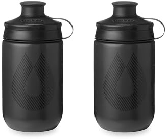 HydraPak | Polar Bottle - Breakaway Muck Mountain Bike Water Bottle 2-Pack - High Flow, Cycling & Sports Squeeze Bottle with Dust Cover (Charcoal, 440ml/15oz)