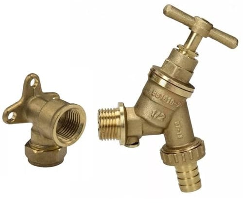 UKDeals Direct® Outdoor Garden Tap with Check Valve, 15mm x 1/2 inch Wall Plate Elbow, WRAS Approved