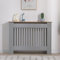 Vivo Technologies Radiator Cover Grey Modern Horizontal Slats, Medium Radiator Cover Grill Shelf Cabinet MDF Wood Decorative Heater Cover,Grey,W 112 x H 82 x D 19 cm