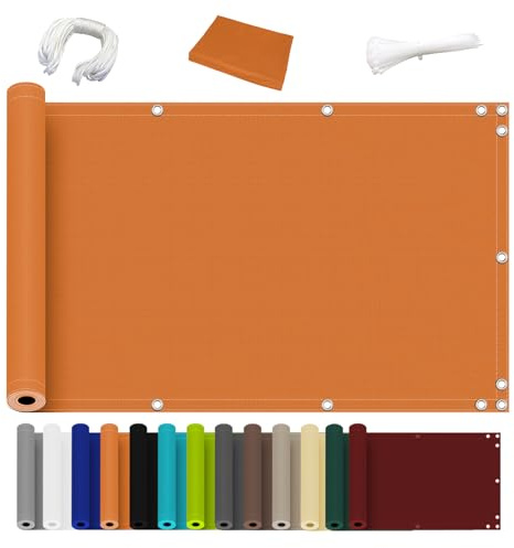 Ziligengsheng für Balkon Balkon Blickdicht Sichtschutz, Witterungsbeständig und Wasserabweisend,Terrasse & Garten 80x400cm, Orange