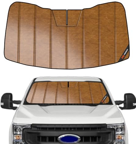 Pigenius Windshield Sunshade for Ford F-250/F-350/F-450/F-550/F-600 2017-2022, Custom Front Window Sun Shade - Leather