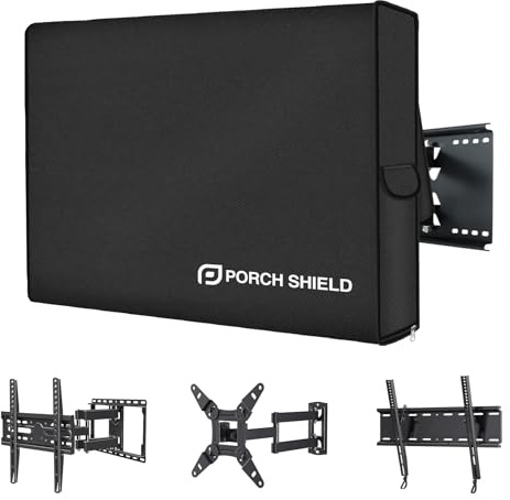 Porch Shield Outdoor TV Cover with Zipper & Expanded Rear, 26-32, Black | Heavy Duty 600D Poly, Fit Flat Screen Televisions, Compatible with Wall Celling Strand Up Mounts, All Weather Protection