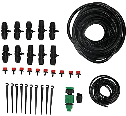Kit d'irrigation goutte à goutte réglable, système d'arrosage automatique avec tuyau de 10 m et supports pour plantes en pot, jardinières, potagers, plastique 863 g