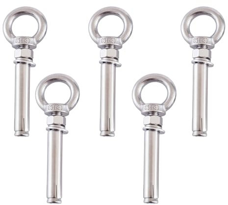 Tasselli ad espansione in acciaio inox, Bullone di espansione M6, 5 pezzi, bullone di sollevamento ad anello in acciaio inossidabile 304, vite di espansione for muro di cemento, M6x150 mm(M6x90mm)