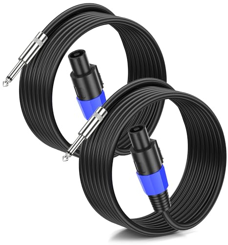 Jumwa 7M 2pack Speakon a 1/4 TS Cables de Altavoz M-M para Amplificadores de Audio Cable de 15 Calibres con Conector Twist Lock DJ/PA para Audio de Alta Resistencia