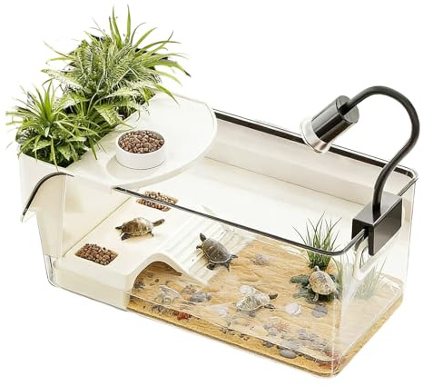 Aquarium pour tortue | Aquarium multifonctionnel – Habitat transparent pour reptiles avec zone de baignade – Fournitures pour animaux domestiques pour grenouilles, écrevisses, écrevisses