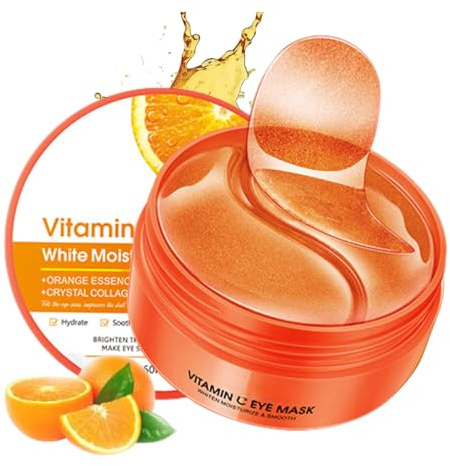 60 Stück Vintamin C Augenpads Gegen Augenringe-Augenpads-Augenringe Entfernen-Zur Entfernung von Augenringen und Tränensäcken, Anti-Aging Augenpflege für Männer und Frauen-mit Hyaluron und Collagen