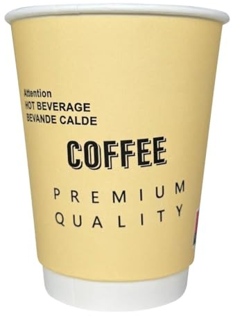 ECOPICNIC 500 bicchieri di carta da 400 ml a doppio strato giallo | Premium Coffee to go tazza termica monouso tazza di carta per bevande calde, forniture per ristorazione