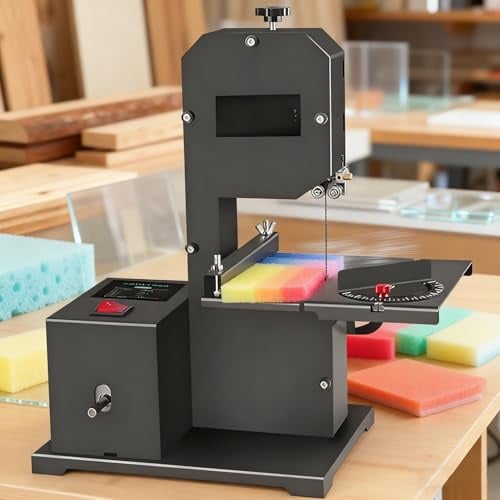 RETRIN Multifunktionale Tischbandsäge 800 W,1750 U/min – Holzschneidemaschine für Holz und Schaumstoff,0–45° schwenkbarer Metalltisch,für detaillierte Holzarbeiten und Kleinteilefertigung