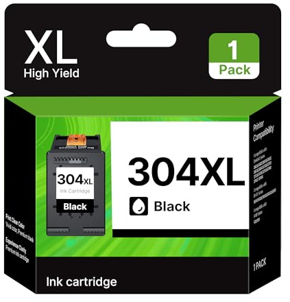 304 XL Schwarz Tintenpatrone Ersatz für HP 304 XL für HP DeskJet 3750 3755 3760 3762 3700 3720 3730 2630 2632 2622 2620 Envy 5030 5032 5010 50000 5020. 5050 (Schwarz, 1 Pack)