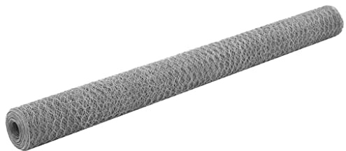 Drahtzaun Verzinkter Stahl 25x1,5m Silbern, 25mm Maschenweite, 0,5mm Drahtstärke, Sechseckige Maschen, Robuster Maschendrahtzaun für Garten, Geflügel, Tiere, Pflanzen, Volieren