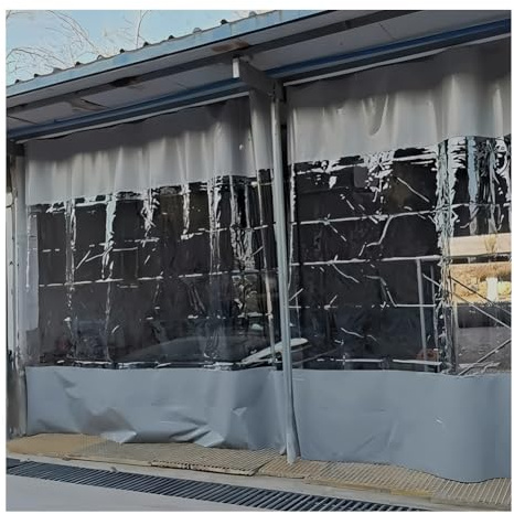 Rideaux de séparation pour Aire de Lavage, Rideaux de Garage en Vinyle Industriel avec Panneau Transparent - Porte résistante aux intempéries pour Aire de Lavage, espaces extérieurs et Zones