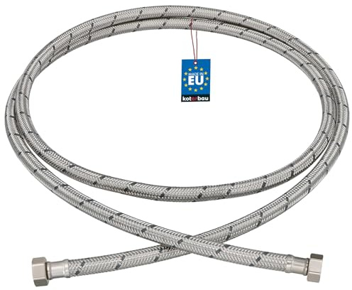 KOTARBAU® Flexschlauch 3/8“ x 3/8“, Wasserschlauch, Panzerschlauch 200 cm | Anschlussschlauch für Armatur, Schlauch Für Wasserhahn, Edelstahlummantelt, Silber