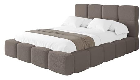 ALTDECOR Polsterbett mit Bettkasten und Lattenrost, Bett mit Kopfteil, Boxbett ohne Matratze, Doppelbett mit Stauraum - NATA 140x200 Braun